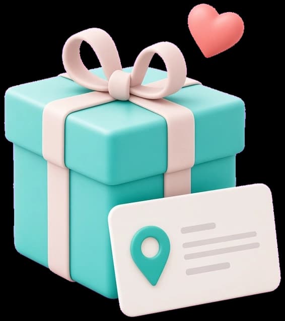 Gift box with heart and delivery card illustration
