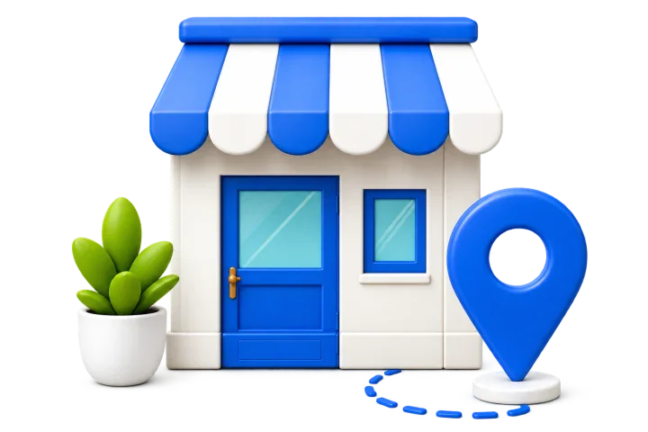 A local storefront with a location pin